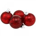 Floristik24 Boule d&#39;arbre, décorations d&#39;arbre de Noël, boule en verre marbré rouge H4.5cm Ø4cm verre véritable 24pcs