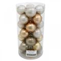 Floristik24 Mélange de décorations d&#39;arbres, boules de Noël, pendentifs mini sapin doré / marron / nacre / beige H4.5cm Ø4cm verre véritable 24pcs