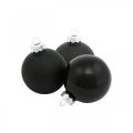 Floristik24 Mini boules de sapin de Noël, mélange de décorations pour sapin, boules de Noël noires H4.5cm Ø4cm en verre véritable 24pcs