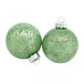 Floristik24 Boule de Noël, décorations d&#39;arbre de Noël, boule en verre marbré vert H6.5cm Ø6cm verre véritable 24pcs