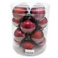 Floristik24 Boule de Noël, décorations de sapin de Noël, boules en verre vin rouge H8.5cm Ø7.5cm verre véritable 12 pièces