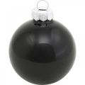 Floristik24 Boules de sapin de Noël, pendentifs arbre, boules de verre noir H6.5cm Ø6cm verre véritable 24pcs
