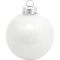 Floristik24 Boule à neige, pendentif arbre, décorations d&#39;arbre de Noël, décoration d&#39;hiver blanc H6.5cm Ø6cm verre véritable 24pcs