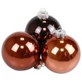 Floristik24 Boules de Noël verre marron mix boules d'arbre brillant Ø7,5cm 12pcs