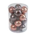 Boules de Noël verre marron mix boules d'arbre brillant Ø7,5cm 12pcs | Floristik24.fr