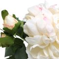 Floristik24 Roses blanches rose artificielle grande avec trois boutons 57cm