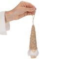 Ensemble de 6 figurines lutins en bois et textile avec barbe à suspendre 17 cm | Floristik24.fr