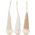 Ensemble de 6 figurines lutins en bois et textile avec barbe à suspendre 17 cm | Floristik24.fr