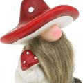 Déco elfe en céramique chapeau champignon décoration de table rouge, blanc H10.5cm 3pcs