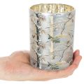 Photophore en verre motif branches intérieur doré 12 cm | Floristik24.fr