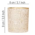 Porte-bougie chauffe-plat en verre à motif cachemire, Ø8 cm, H9 cm, lot de 2 | Floristik24.fr