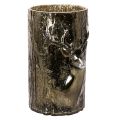 Floristik24 Lantern en verre avec tête de cerf et motifs d’arbres, 26 cm, vert-brun