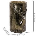 Lantern en verre avec tête de cerf et motifs d’arbres, 26 cm, vert-brun | Floristik24.fr