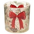 Floristik24 Photophore en verre avec ruban rouge et branches d'hiver, 15 cm
