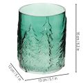 Photophore en verre turquoise avec motif de sapins en relief 16 cm | Floristik24.fr