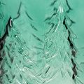 Photophore en verre turquoise avec motif de sapins en relief 16 cm | Floristik24.fr