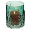 Photophore en verre turquoise