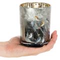 Photophore en verre avec oiseaux, design hivernal, 12 cm | Floristik24.fr