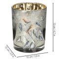 Photophore en verre avec oiseaux, design hivernal, 12 cm | Floristik24.fr