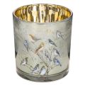 Floristik24 Photophores en verre avec motif oiseau et flocons de neige 8 cm - Lot de 2