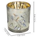 Photophores en verre avec motif oiseau et flocons de neige 8 cm - Lot de 2 | Floristik24.fr
