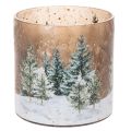 Floristik24 Photophore en verre décor forêt d'hiver motif neige 20 cm