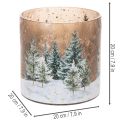 Photophore en verre décor forêt d'hiver motif neige 20 cm | Floristik24.fr