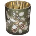 Floristik24 Lot de 2 photophores en verre avec motif branche de pin 8 cm