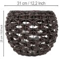 Porte-bougie chauffe-plat tressé, noir et marron, décoration estivale, Ø 31 cm H 25 cm | Floristik24.fr