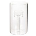 Floristik24 Lot de 2 photophores en verre transparent avec support pour bougies cylindriques 15 cm