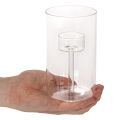 Lot de 2 photophores en verre transparent avec support pour bougies cylindriques 15 cm | Floristik24.fr