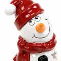 Floristik24 Lanterne bonhomme de neige chapeau rouge 20cm