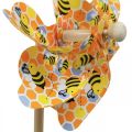 Floristik24 Pinwheel abeille piquet de jardin en bois moulin à vent Ø17cm H48cm 4pcs