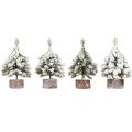 Décoration d'hiver Sapin de Noël en vert blanc Ø7cm H14cm 4pcs | Floristik24.fr