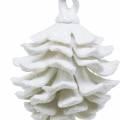 Floristik24 Cônes de décoration de sapin de Noël paillettes blanches 9cm 6pcs