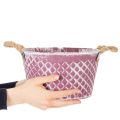 Zinc violet effet vintage avec poignées corde – Diamètre 24,5 cm, hauteur 14 cm | Floristik24.fr