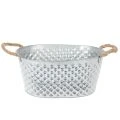Floristik24 Zinc ovale décoratif avec motifs et poignées en corde 31x20x15cm