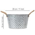 Bol rond en zinc avec anses en corde Ø28cm H16cm | Floristik24.fr