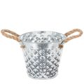 Floristik24 Petit seau en zinc avec poignées en corde Ø14,5cm H13cm