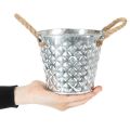 Petit seau en zinc avec poignées en corde Ø14,5cm H13cm | Floristik24.fr
