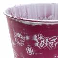 Floristik24 Pot en zinc avec papillons rose Ø18cm H17,5cm