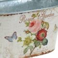 Floristik24 Bac à fleurs vintage, pot en métal avec poignées, jardinière avec roses L18cm H10.5cm