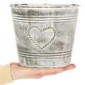 Cache-pot en métal style Shabby Chic avec motif cœur, 17,5 cm | Floristik24.fr