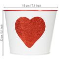 Pot cache-plante blanc avec cœur rouge pailleté Ø18cm H13,5cm | Floristik24.fr