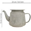 Théière décorative en métal, style vintage, grise, 24×14×14cm, style shabby chic rétro | Floristik24.fr