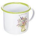 Floristik24 Tasse décorative en métal émaillé avec motif floral Ø11,5 cm H10 cm