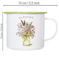 Tasse décorative en métal émaillé avec motif floral Ø11,5 cm H10 cm | Floristik24.fr