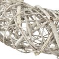 Couronne décorative bois décoration rotin blanc naturel Ø40cm H9,5cm | Floristik24.fr