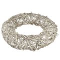 Couronne décorative bois décoration rotin blanc naturel Ø40cm H9,5cm | Floristik24.fr