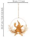 Bague décorative de Noël, renne dans une bague, Père Noël avec un cadeau, décoration en métal, finition rouillée, Ø 18 cm, lot de 2 | Floristik24.fr